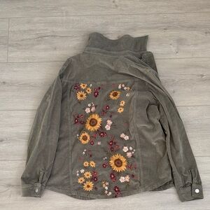 DRIFTWOOD Olive Floral Embroidered Utility Jacket